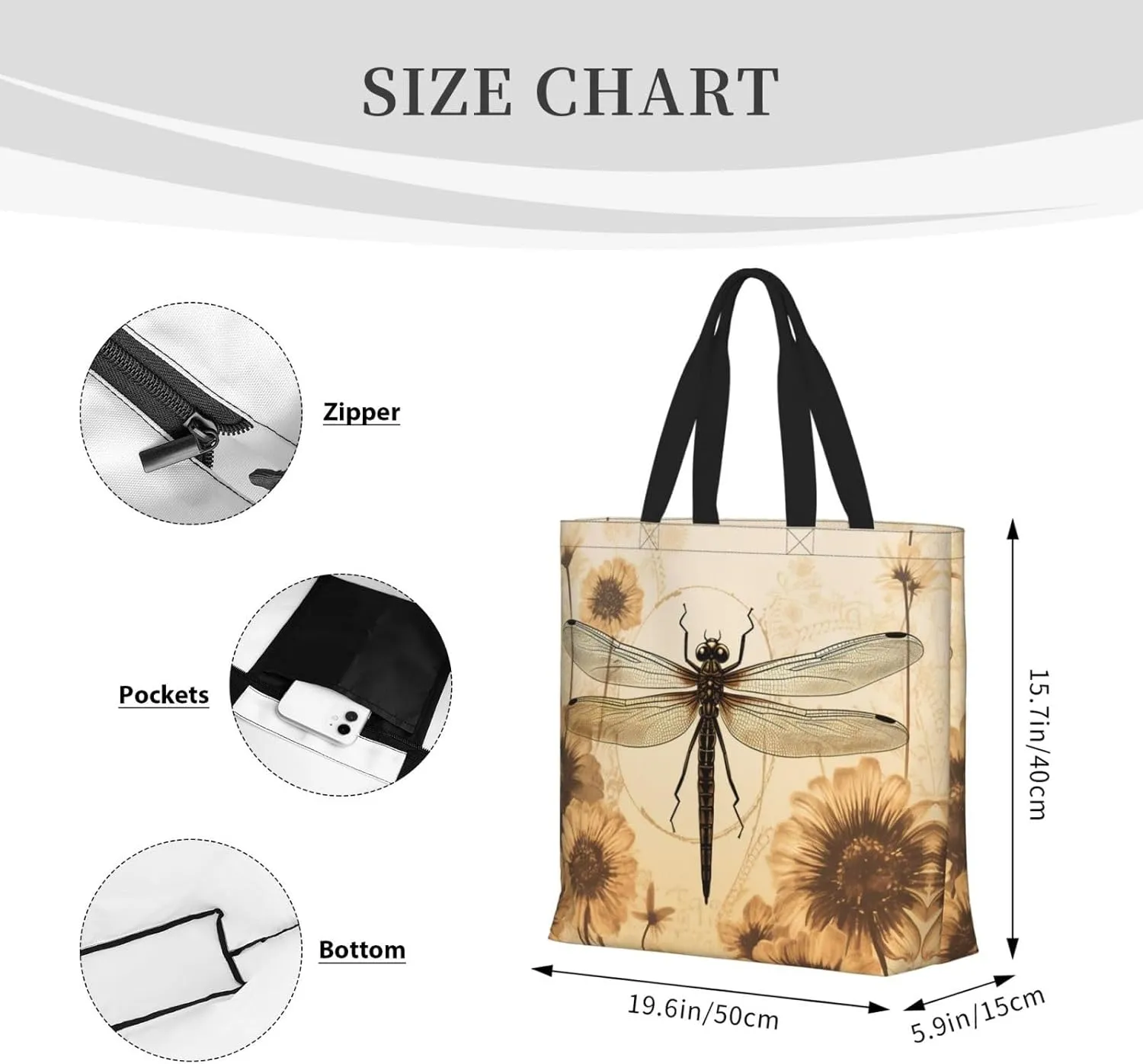 Tote Bag for Women Grocery Bag Reusable Shopping Bag Elephant in the Forest Handbag Foldable Shoulder Bag