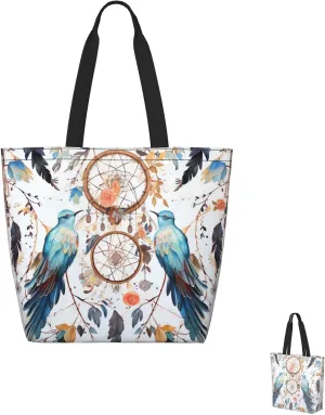Tote Bag for Women Grocery Bag Reusable Shopping Bag Elephant white pattern Handbag Foldable Shoulder Bag