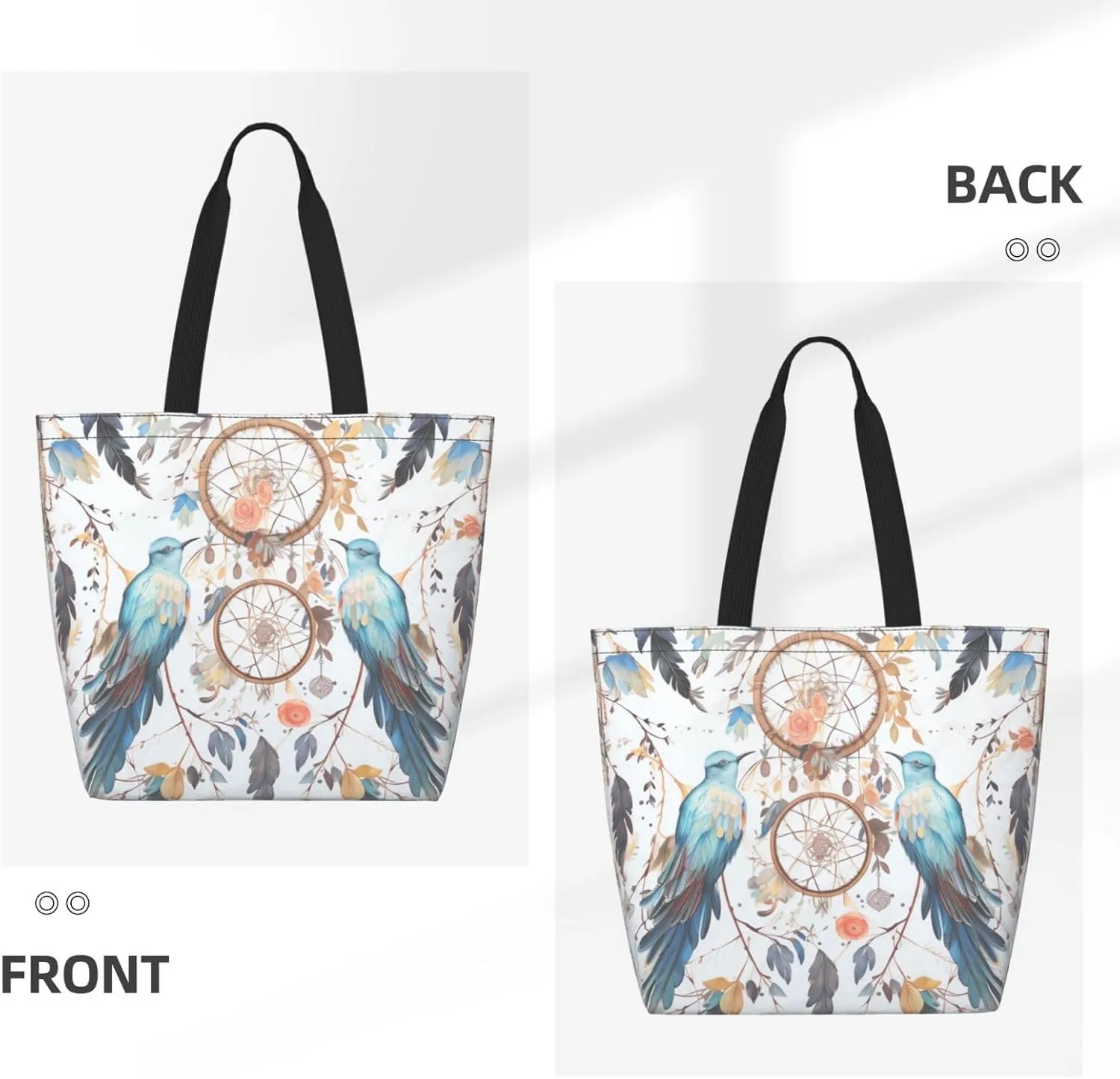 Tote Bag for Women Grocery Bag Reusable Shopping Bag Elephant white pattern Handbag Foldable Shoulder Bag