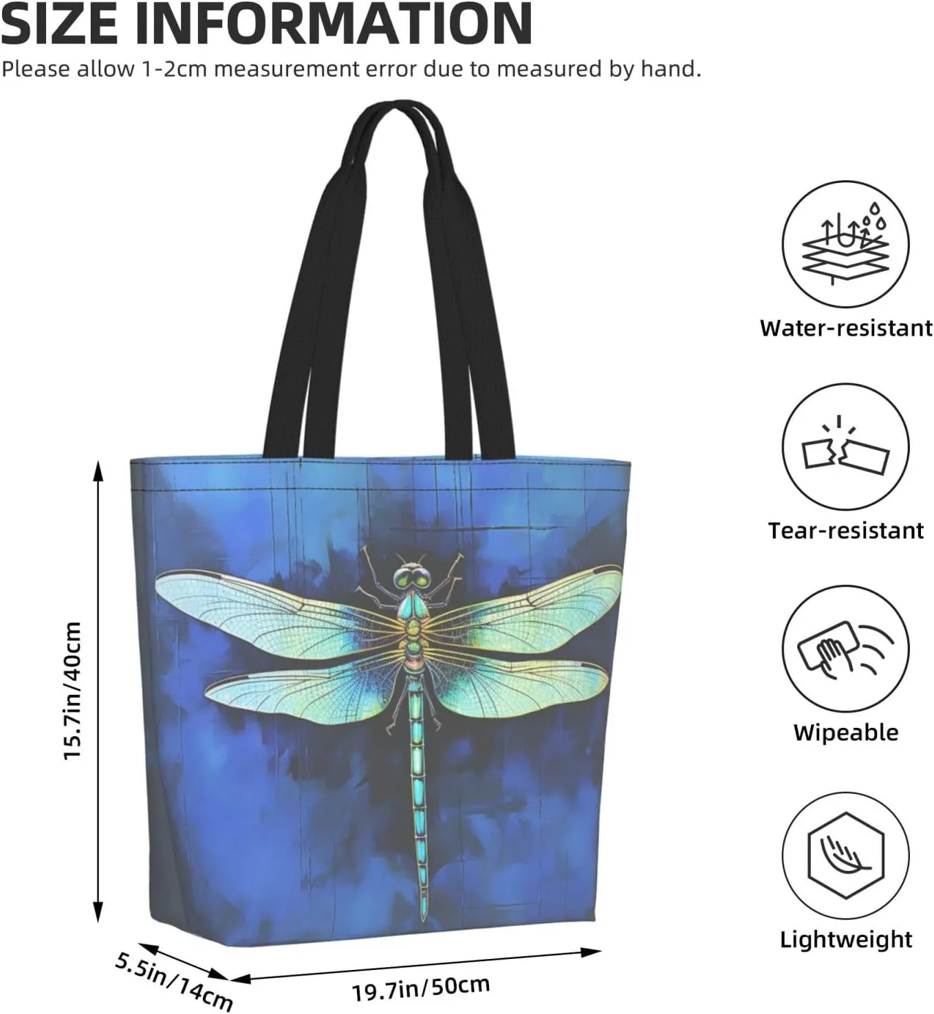 Tote Bag for Women Grocery Bag Reusable Shopping Bag Elephant white pattern Handbag Foldable Shoulder Bag