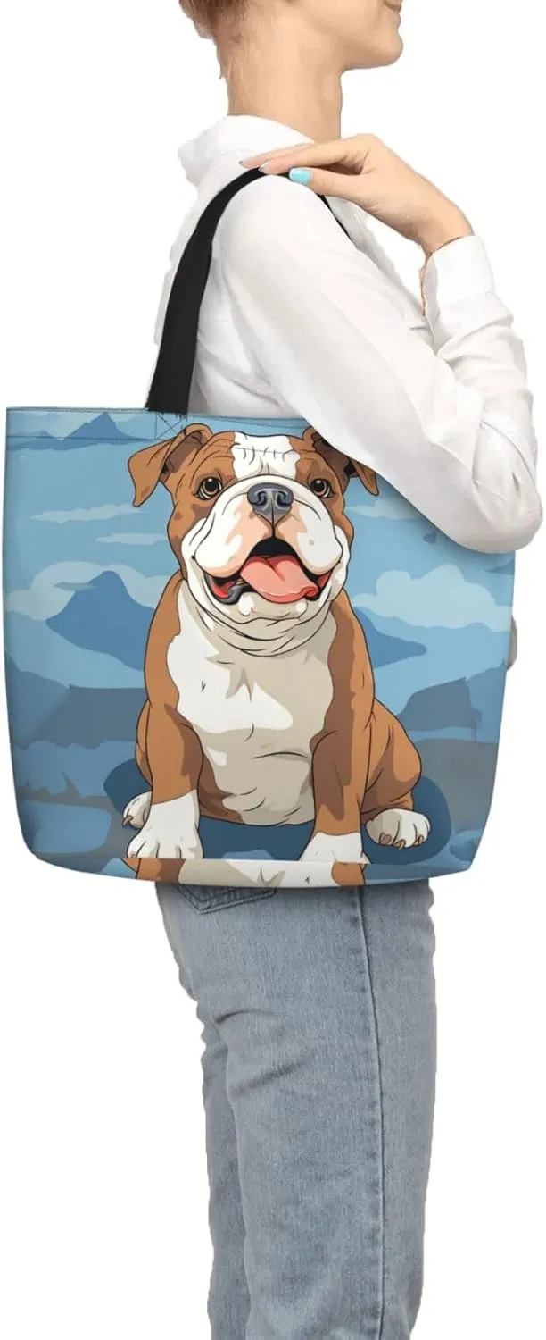 Tote Bag for Women Grocery Bag Reusable Shopping Bag Fall Foliage Pug Dog Handbag Foldable Shoulder Bag