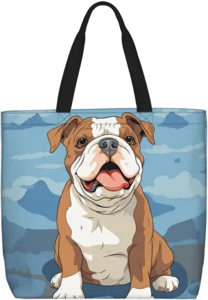 Tote Bag for Women Grocery Bag Reusable Shopping Bag Fall Foliage Pug Dog Handbag Foldable Shoulder Bag