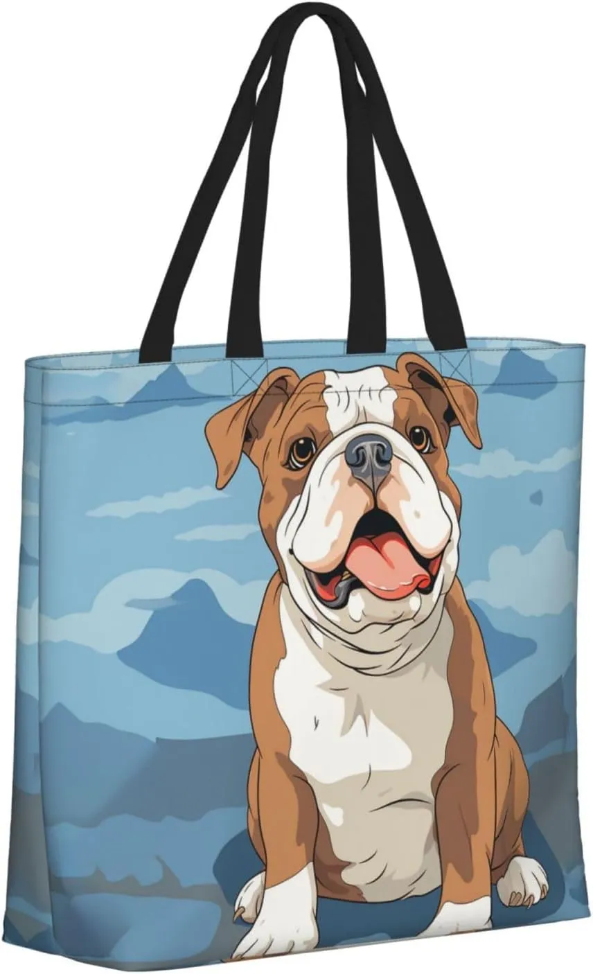 Tote Bag for Women Grocery Bag Reusable Shopping Bag Fall Foliage Pug Dog Handbag Foldable Shoulder Bag