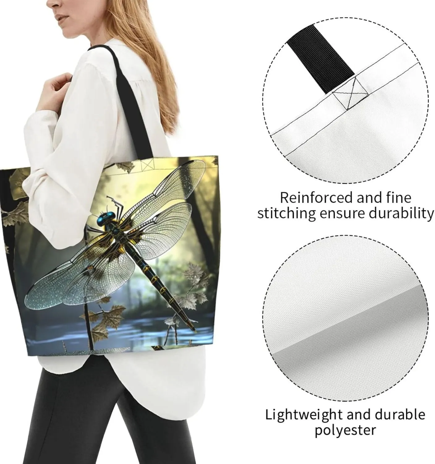 Tote Bag for Women Grocery Bag Reusable Shopping Bag Flickering Pineapple Handbag Foldable Shoulder Bag