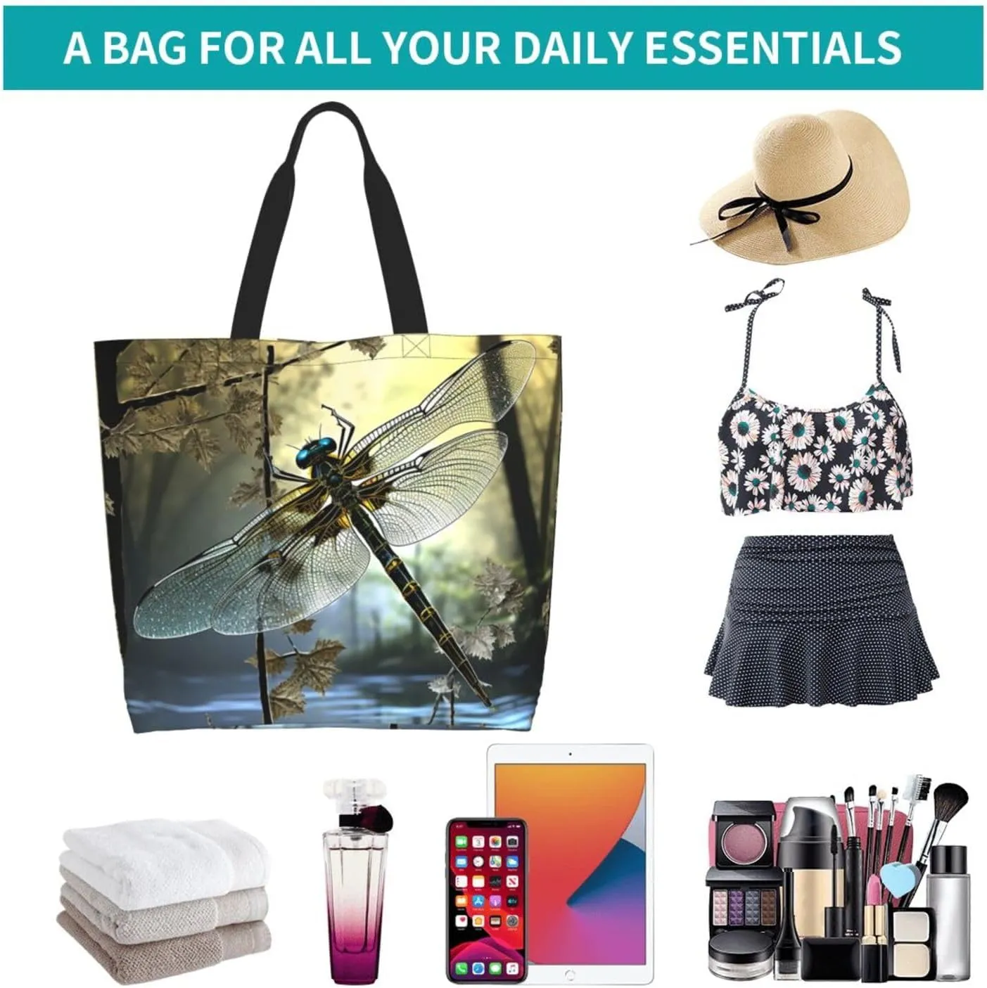 Tote Bag for Women Grocery Bag Reusable Shopping Bag Flickering Pineapple Handbag Foldable Shoulder Bag