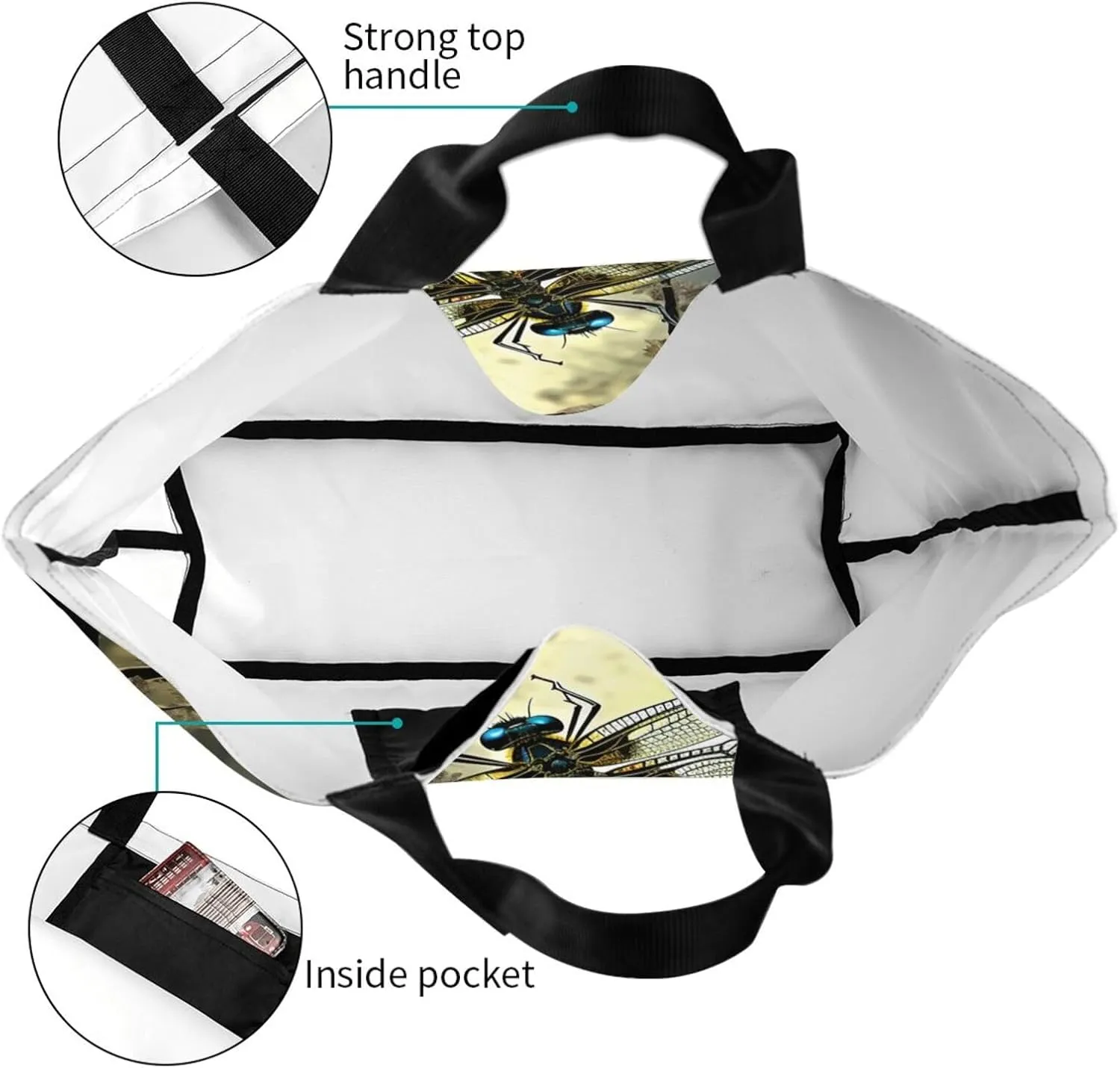 Tote Bag for Women Grocery Bag Reusable Shopping Bag Flickering Pineapple Handbag Foldable Shoulder Bag