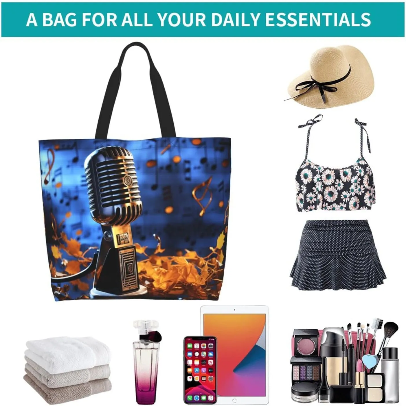 Tote Bag for Women Grocery Bag Reusable Shopping Bag Orange Flower Handbag Foldable Shoulder Bag