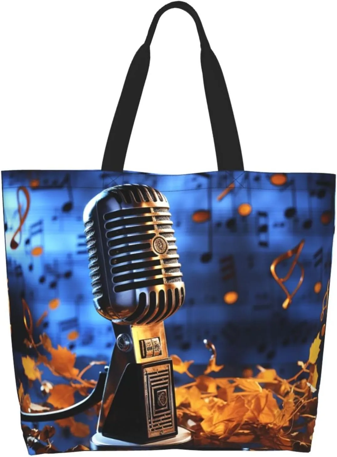 Tote Bag for Women Grocery Bag Reusable Shopping Bag Orange Flower Handbag Foldable Shoulder Bag