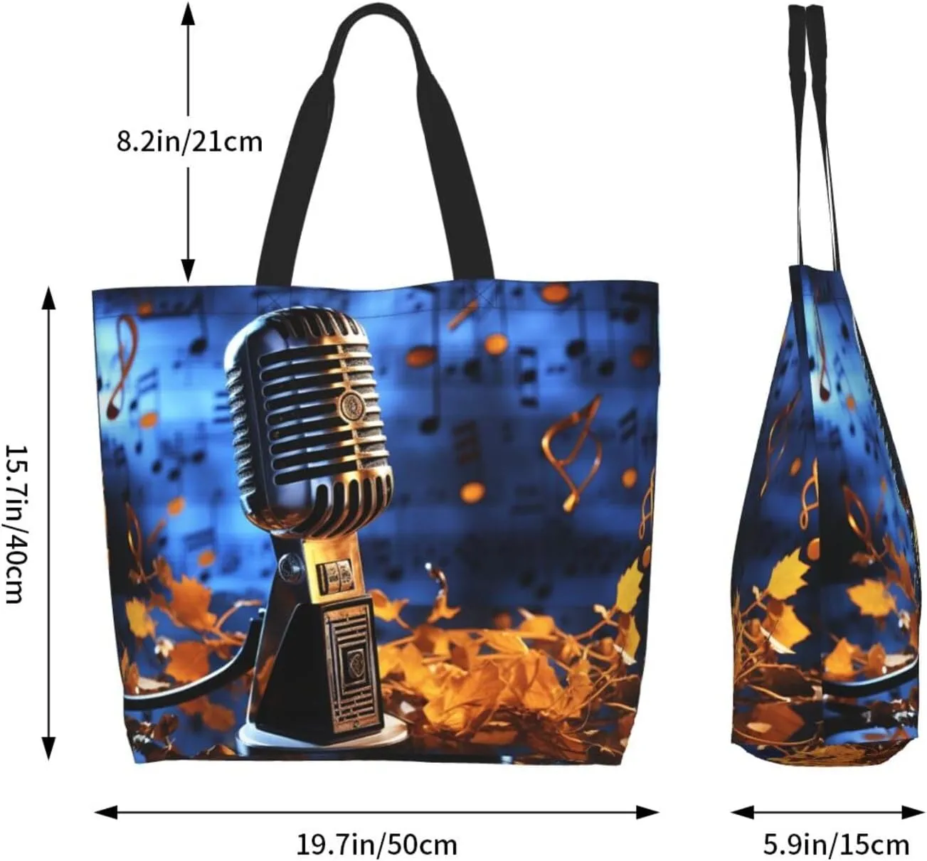 Tote Bag for Women Grocery Bag Reusable Shopping Bag Orange Flower Handbag Foldable Shoulder Bag
