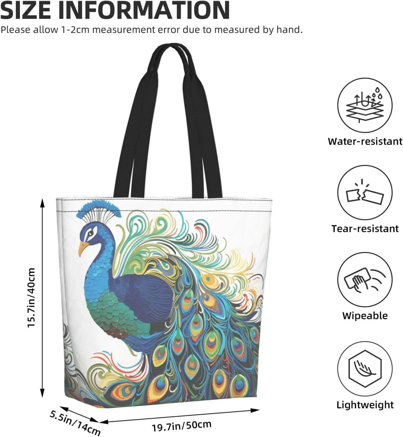 Tote Bag for Women Grocery Bag Reusable Shopping Bag Purple abstract elements Handbag Foldable Shoulder Bag