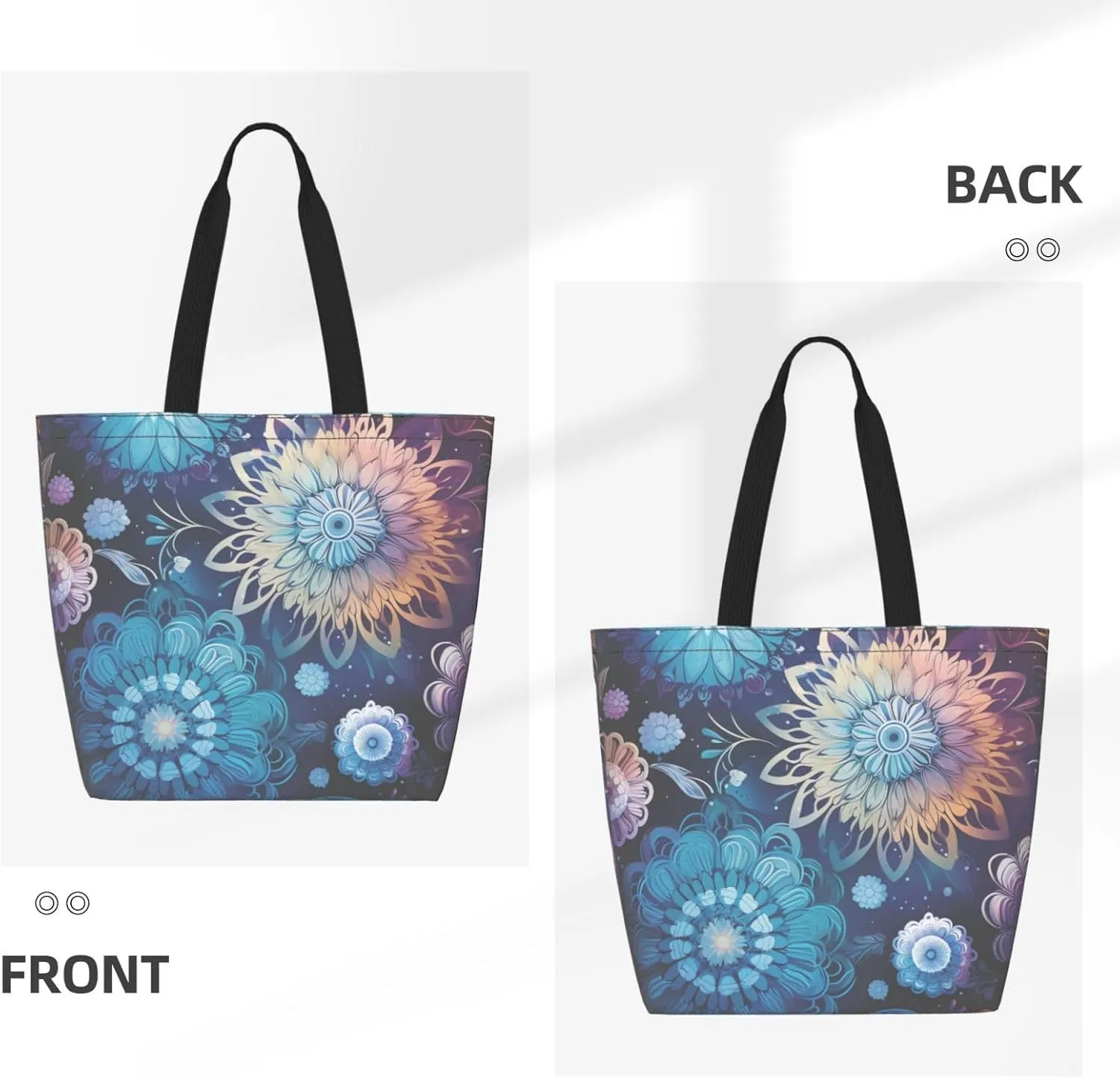 Tote Bag for Women Grocery Bag Reusable Shopping Bag Purple abstract elements Handbag Foldable Shoulder Bag