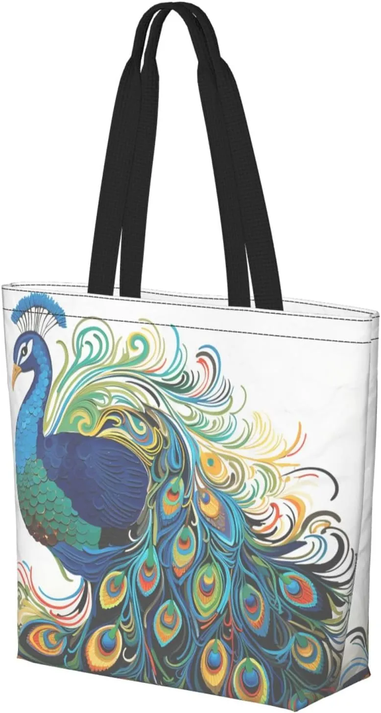 Tote Bag for Women Grocery Bag Reusable Shopping Bag Purple abstract elements Handbag Foldable Shoulder Bag