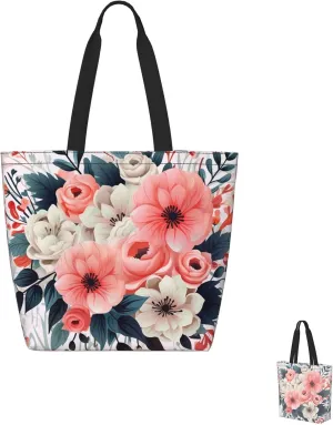 Tote Bag for Women Grocery Bag Reusable Shopping Bag Purple abstract elements Handbag Foldable Shoulder Bag
