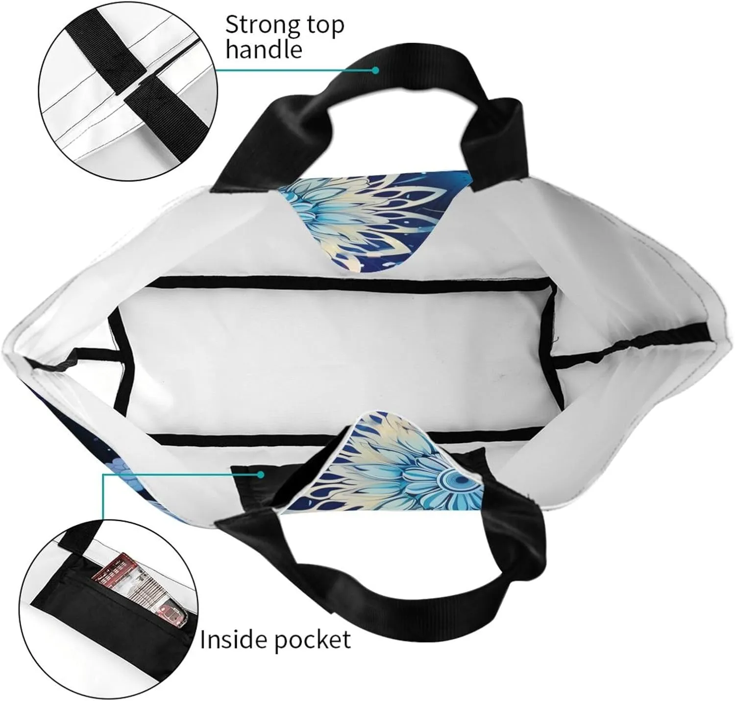 Tote Bag for Women Grocery Bag Reusable Shopping Bag Purple blue background Handbag Foldable Shoulder Bag