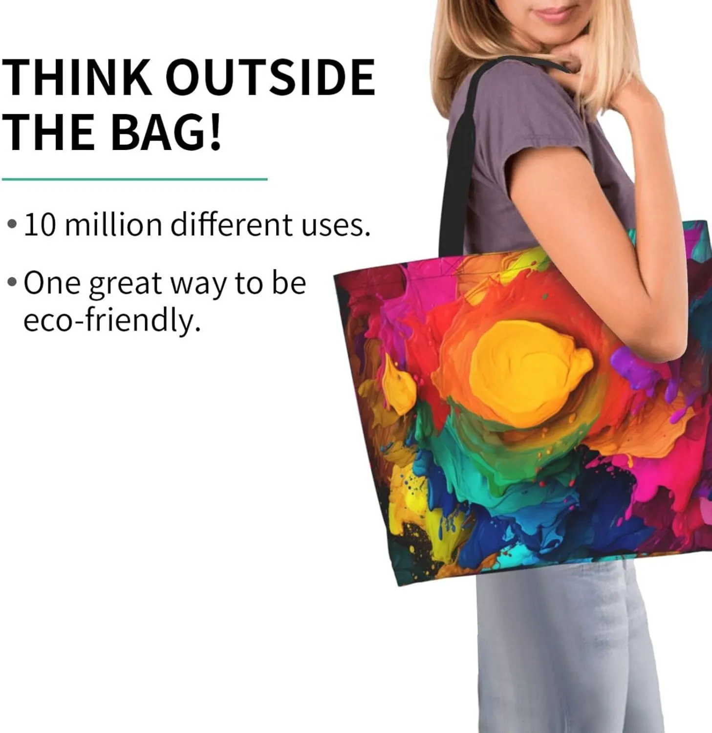 Tote Bag for Women Grocery Bag Reusable Shopping Bag Purple blue background Handbag Foldable Shoulder Bag