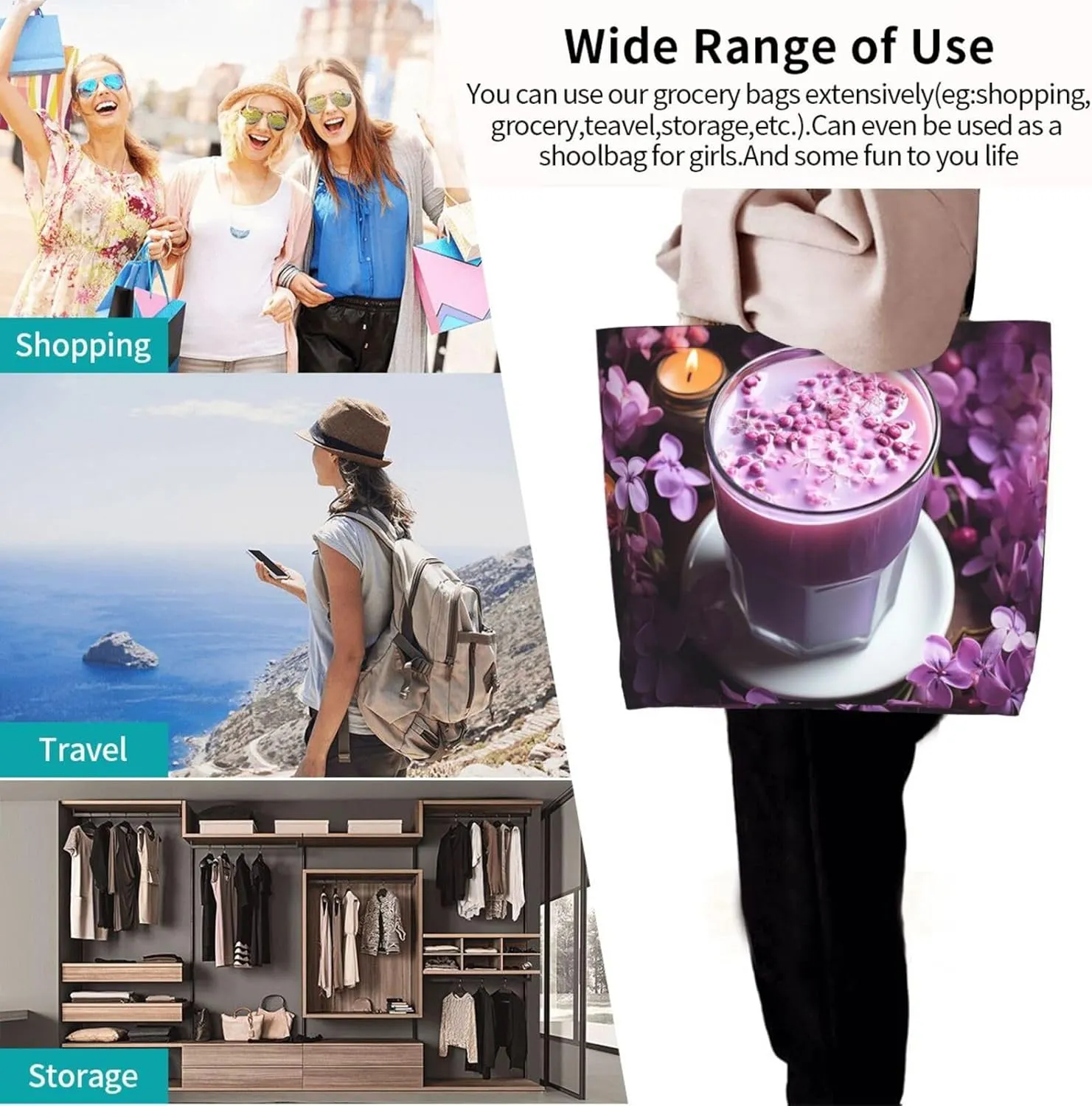 Tote Bag for Women Grocery Bag Reusable Shopping Bag Red Pandas Handbag Foldable Shoulder Bag