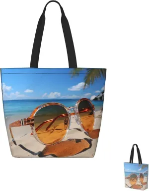 Tote Bag for Women Grocery Bag Reusable Shopping Bag Tiger Colorful Sunset Handbag Foldable Shoulder Bag
