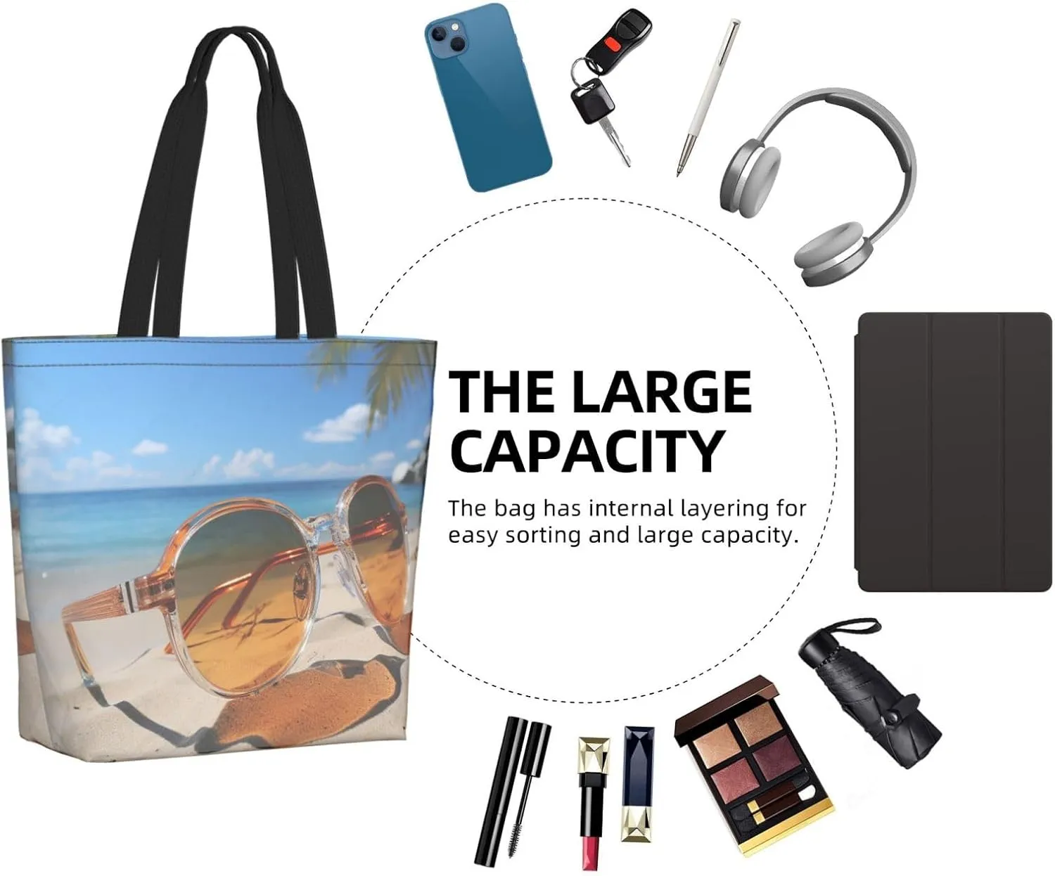 Tote Bag for Women Grocery Bag Reusable Shopping Bag Tiger Colorful Sunset Handbag Foldable Shoulder Bag