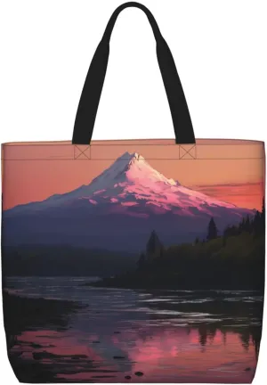 Tote Bag for Women Grocery Bag Reusable Shopping Bag Tree branch silhouette at dusk Handbag Foldable Shoulder Bag