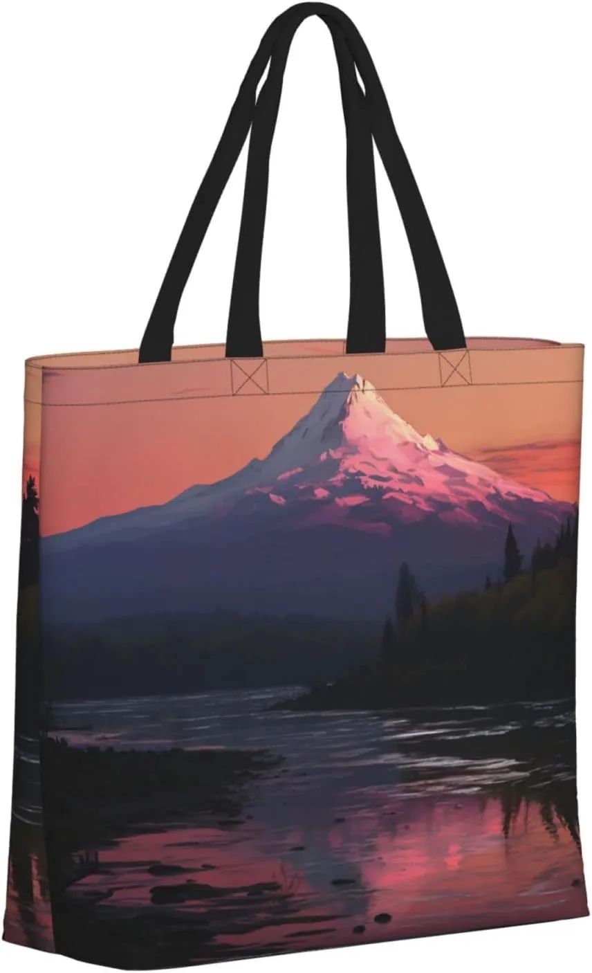 Tote Bag for Women Grocery Bag Reusable Shopping Bag Tree branch silhouette at dusk Handbag Foldable Shoulder Bag