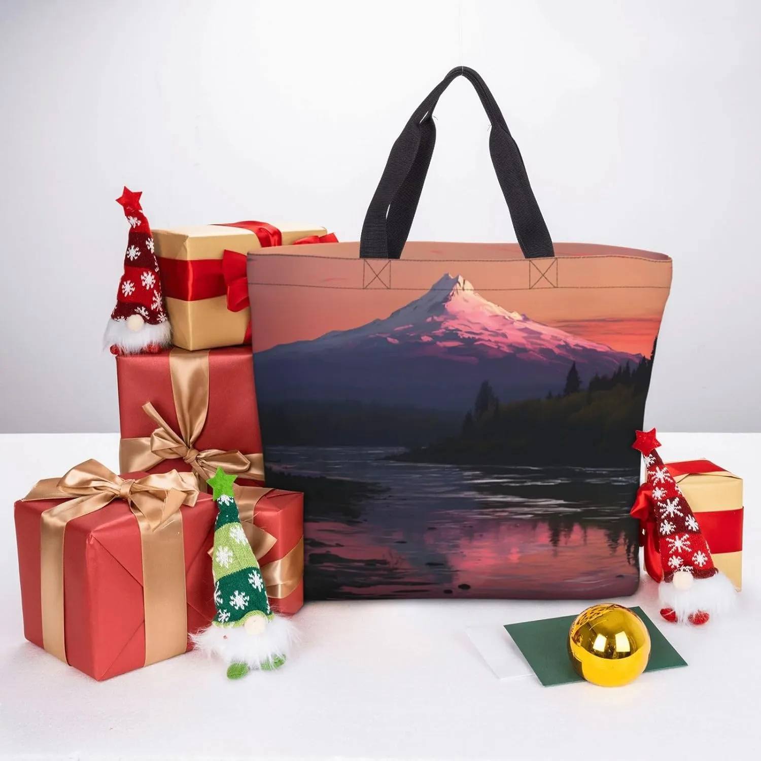 Tote Bag for Women Grocery Bag Reusable Shopping Bag Tree branch silhouette at dusk Handbag Foldable Shoulder Bag