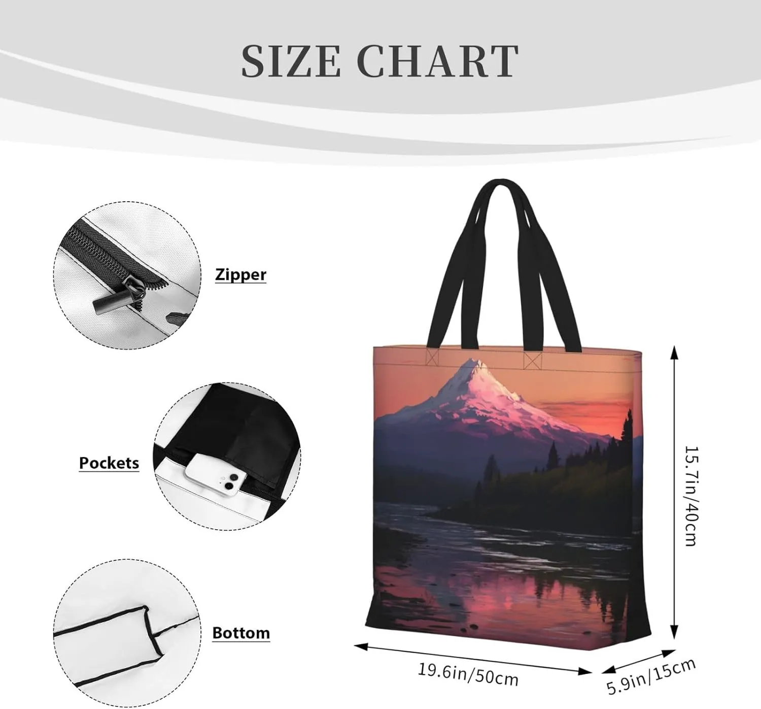 Tote Bag for Women Grocery Bag Reusable Shopping Bag Tree branch silhouette at dusk Handbag Foldable Shoulder Bag