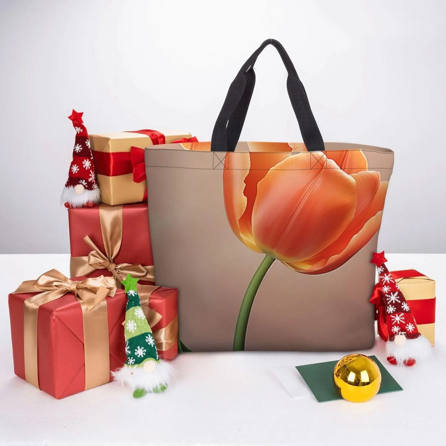 Tote Bag for Women Grocery Bag Reusable Shopping Bag White Flowers Handbag Foldable Shoulder Bag