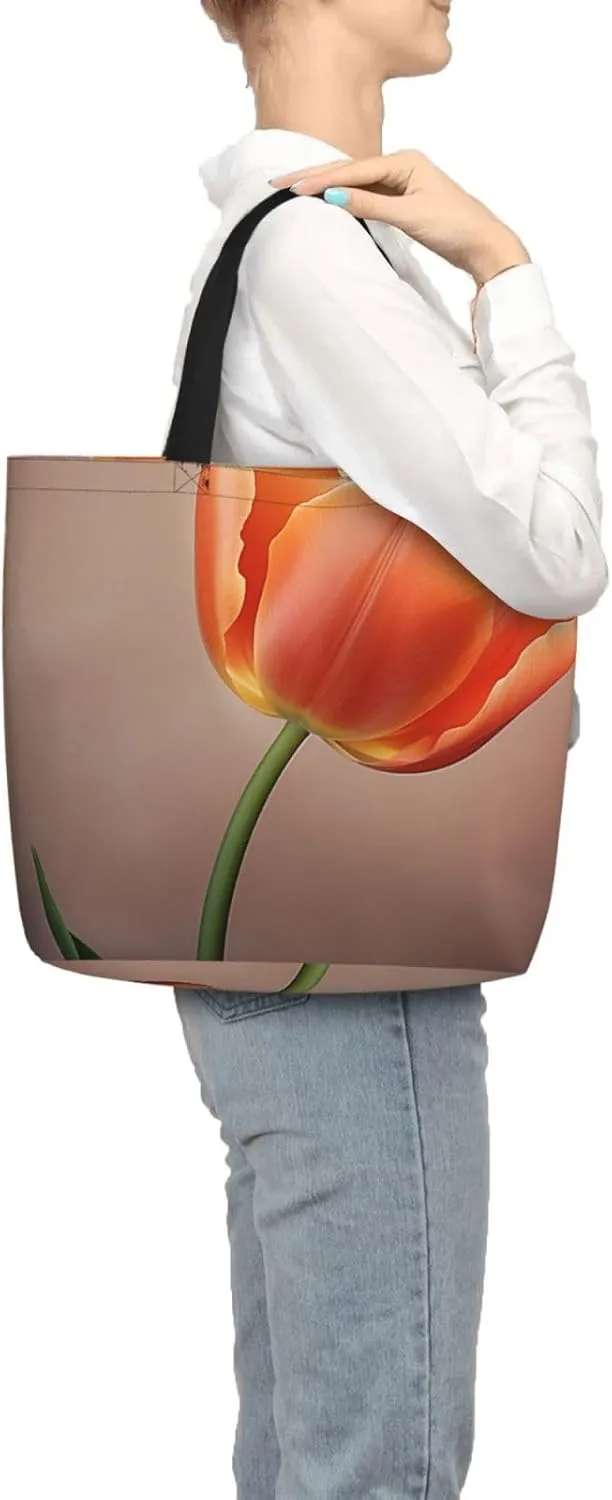 Tote Bag for Women Grocery Bag Reusable Shopping Bag White Flowers Handbag Foldable Shoulder Bag