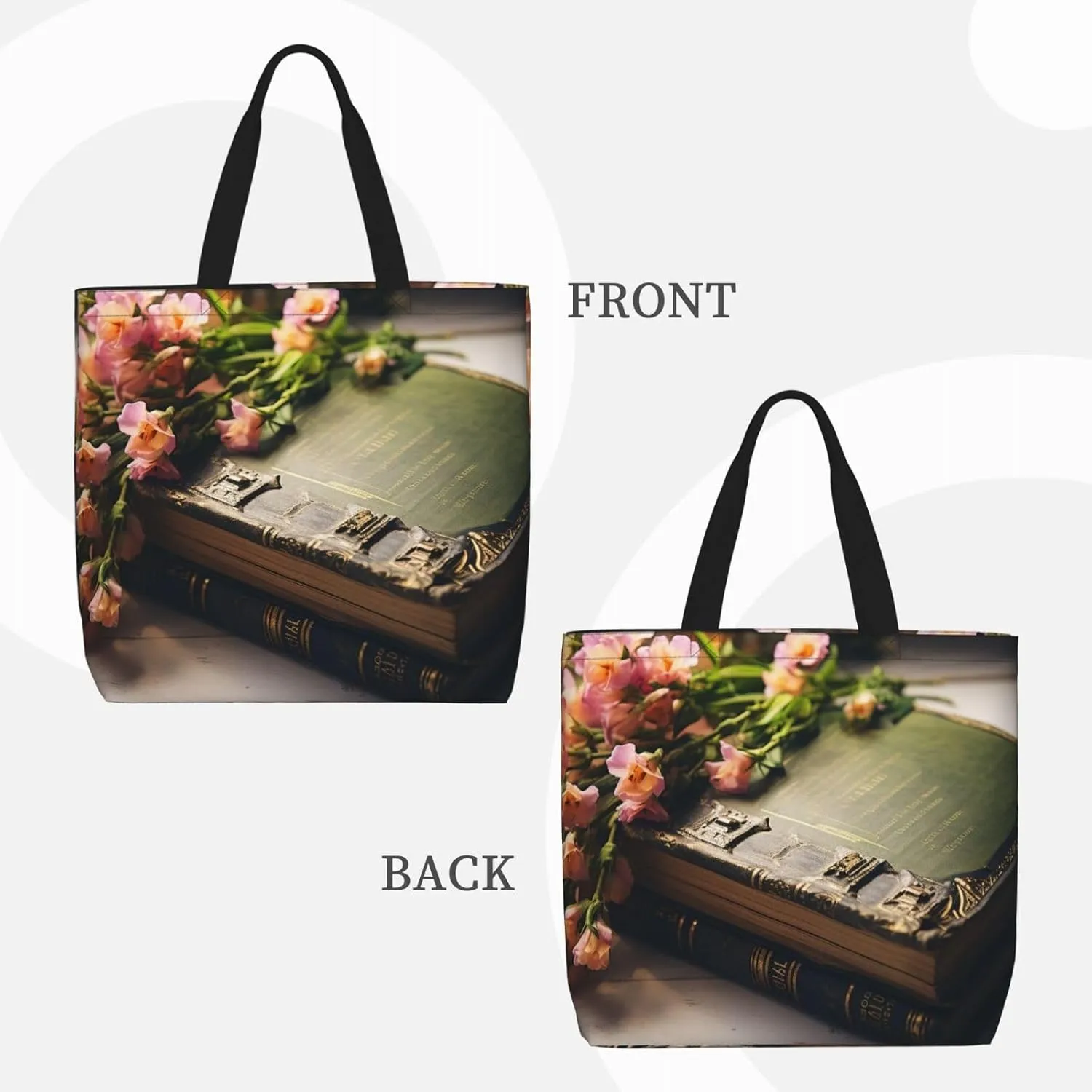 Tote Bag for Women Grocery Bag Reusable Shopping Bag White Flowers Handbag Foldable Shoulder Bag
