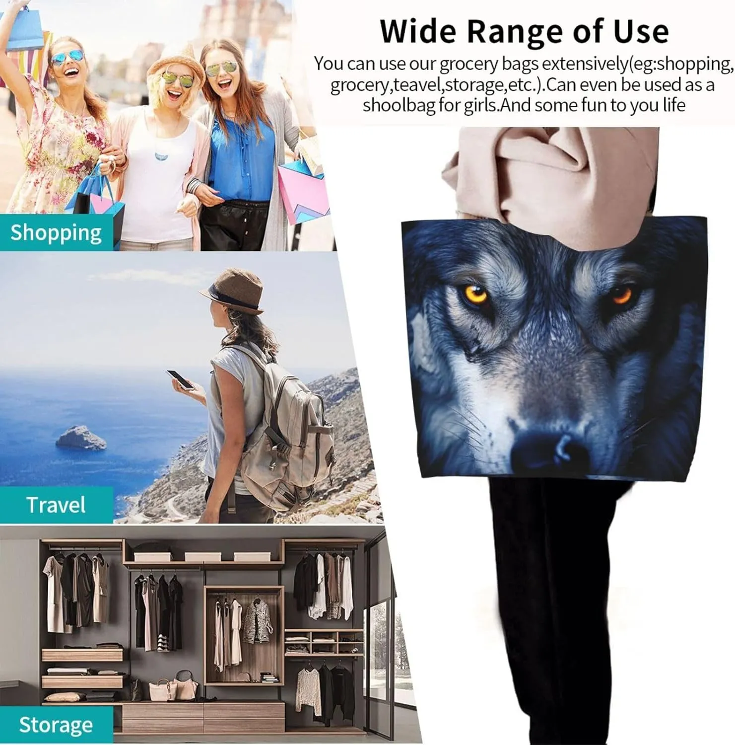 Tote Bag for Women Grocery Bag Reusable Shopping Bag Zebras on Brown Grass Field Handbag Foldable Shoulder Bag