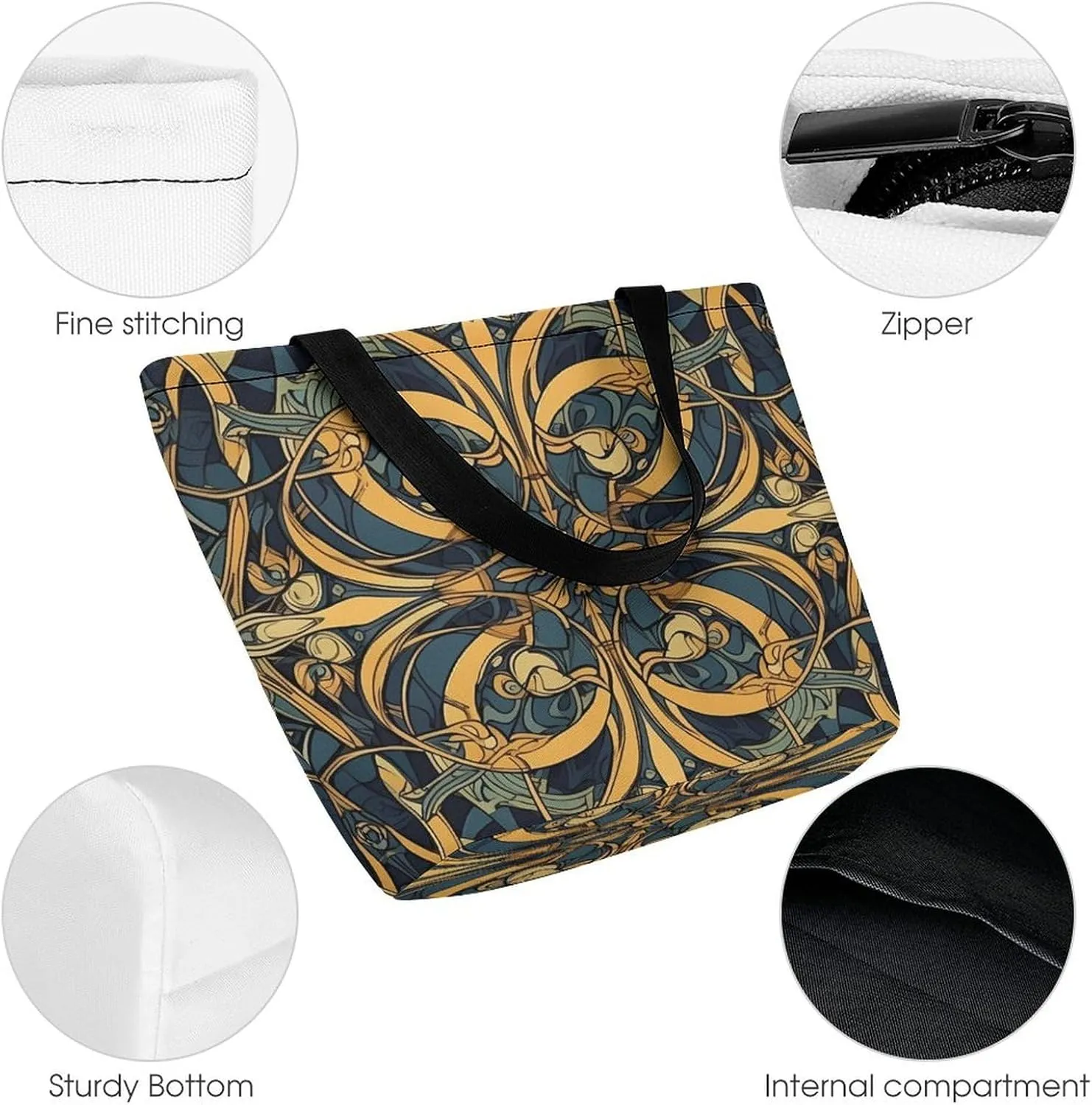 Tote Bag for Women Grocery Bag Special Ethnic Patterns Foldable Shopping Bags Reusable Large Tote Bag