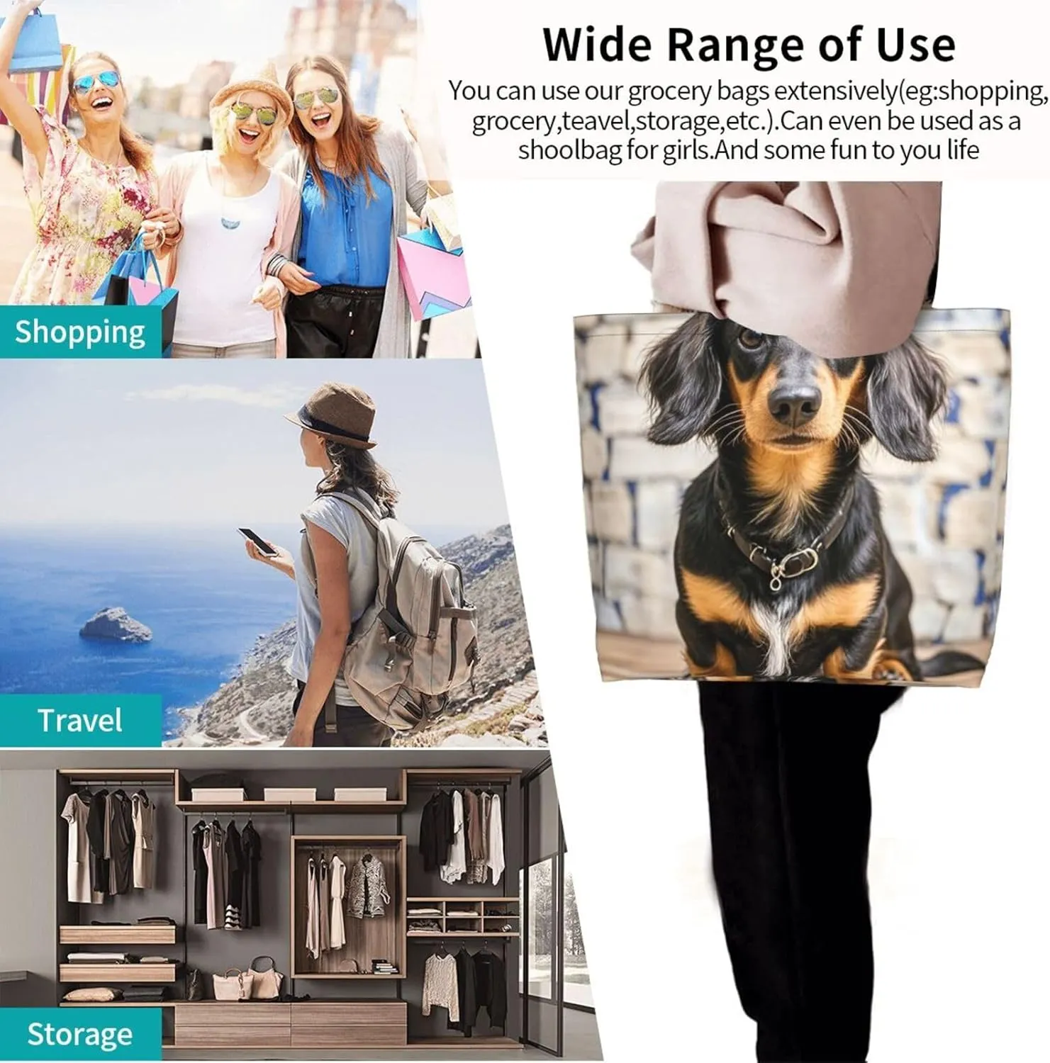 Tote Bag for Women Modern Mid Century Grocery Bag Foldable Shopping Bags Reusable Large Tote Bag