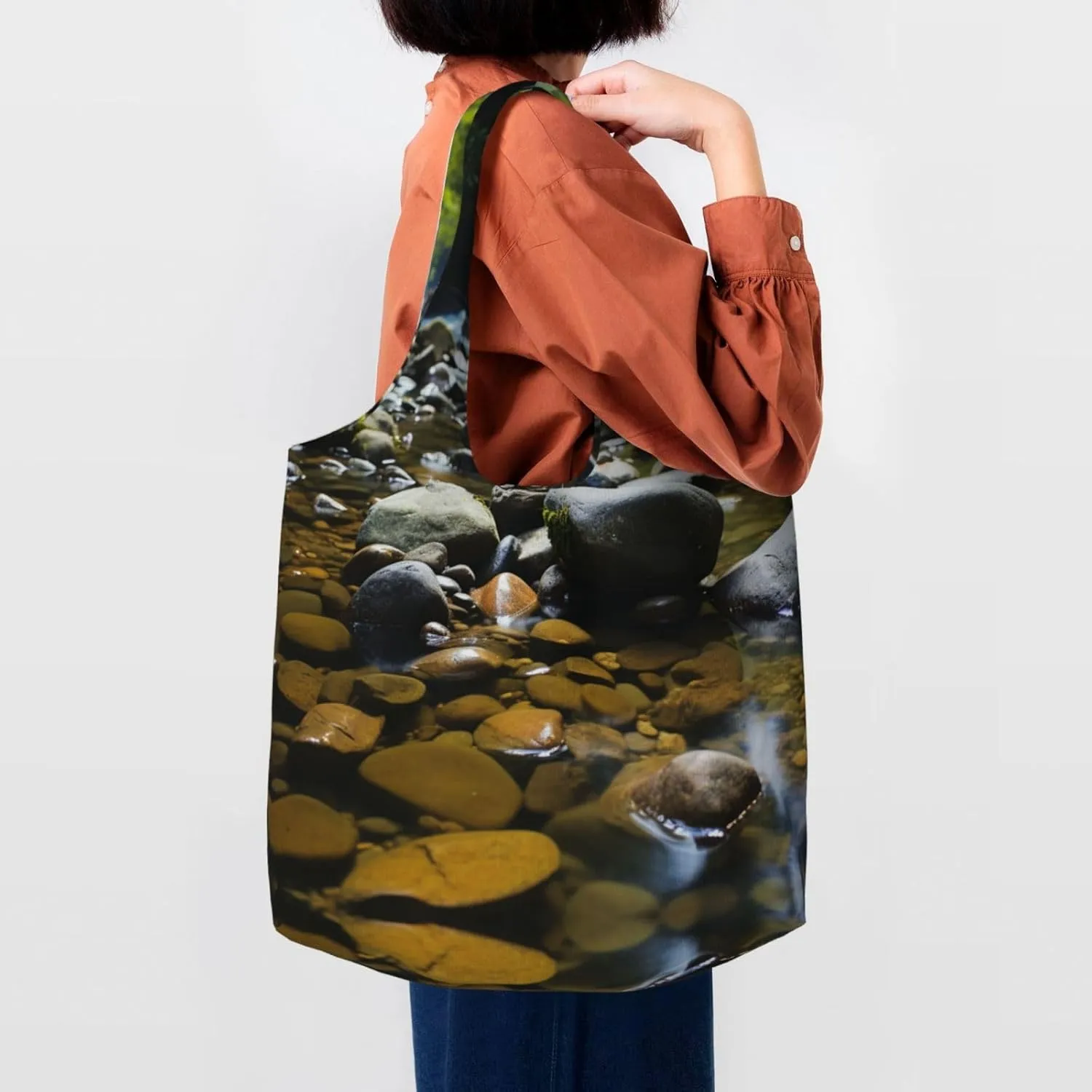 Tote Bag for Women Reusable Grocery Bag Canvas Shopping Bag Universe Starry Stars Handbag Foldable Shoulder Bag