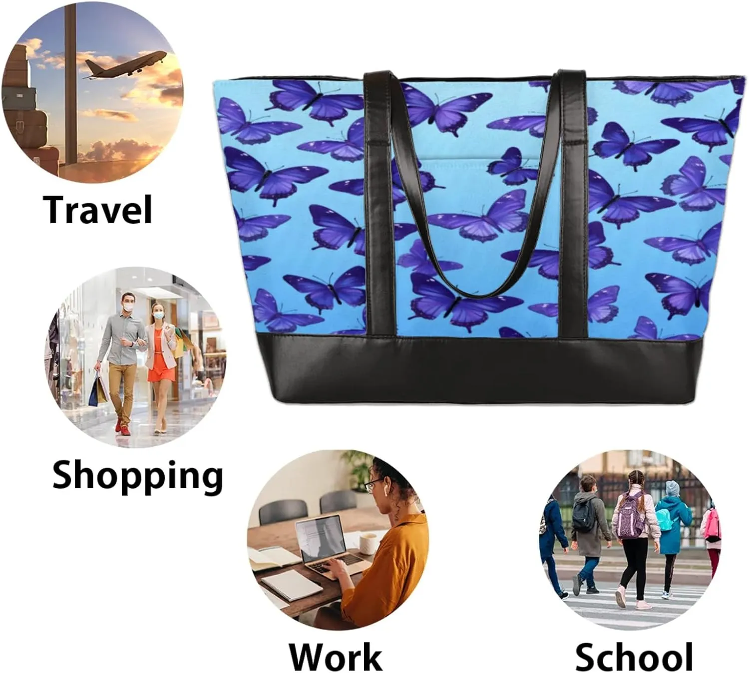 Tote Bag for Women with Zipper, Laptop Tote Bags Laptop Sleeve Case Shoulder Bag Messenger Bags