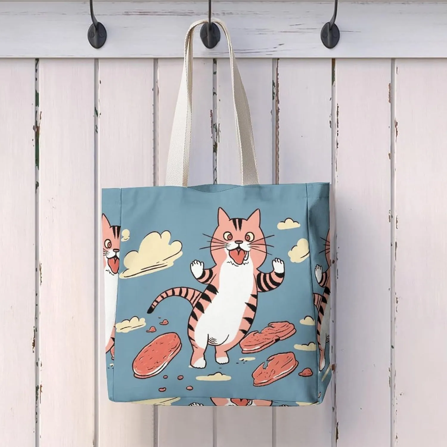 Tote Bag Laptop Handbag Cartoon Santa Claus Grocery Bag Canvas Shoulder Bag Crossbody Bag for Travel