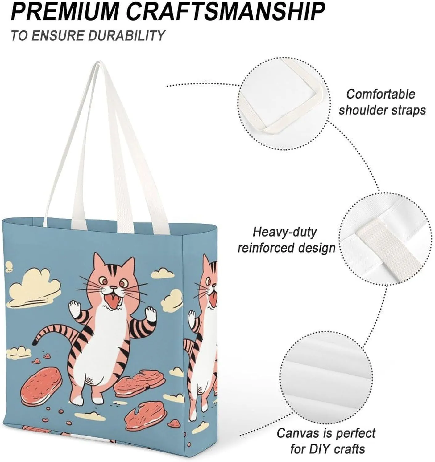 Tote Bag Laptop Handbag Cartoon Santa Claus Grocery Bag Canvas Shoulder Bag Crossbody Bag for Travel