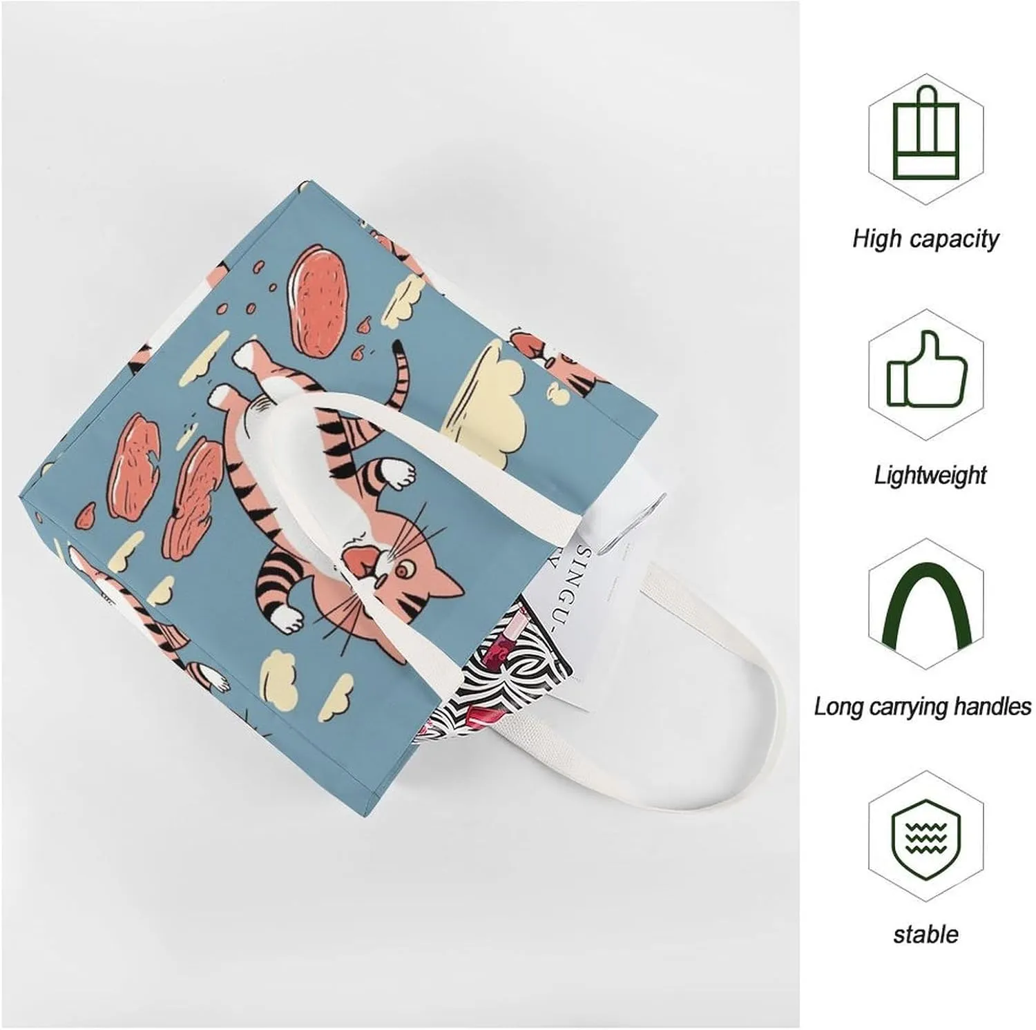 Tote Bag Laptop Handbag Cartoon Santa Claus Grocery Bag Canvas Shoulder Bag Crossbody Bag for Travel