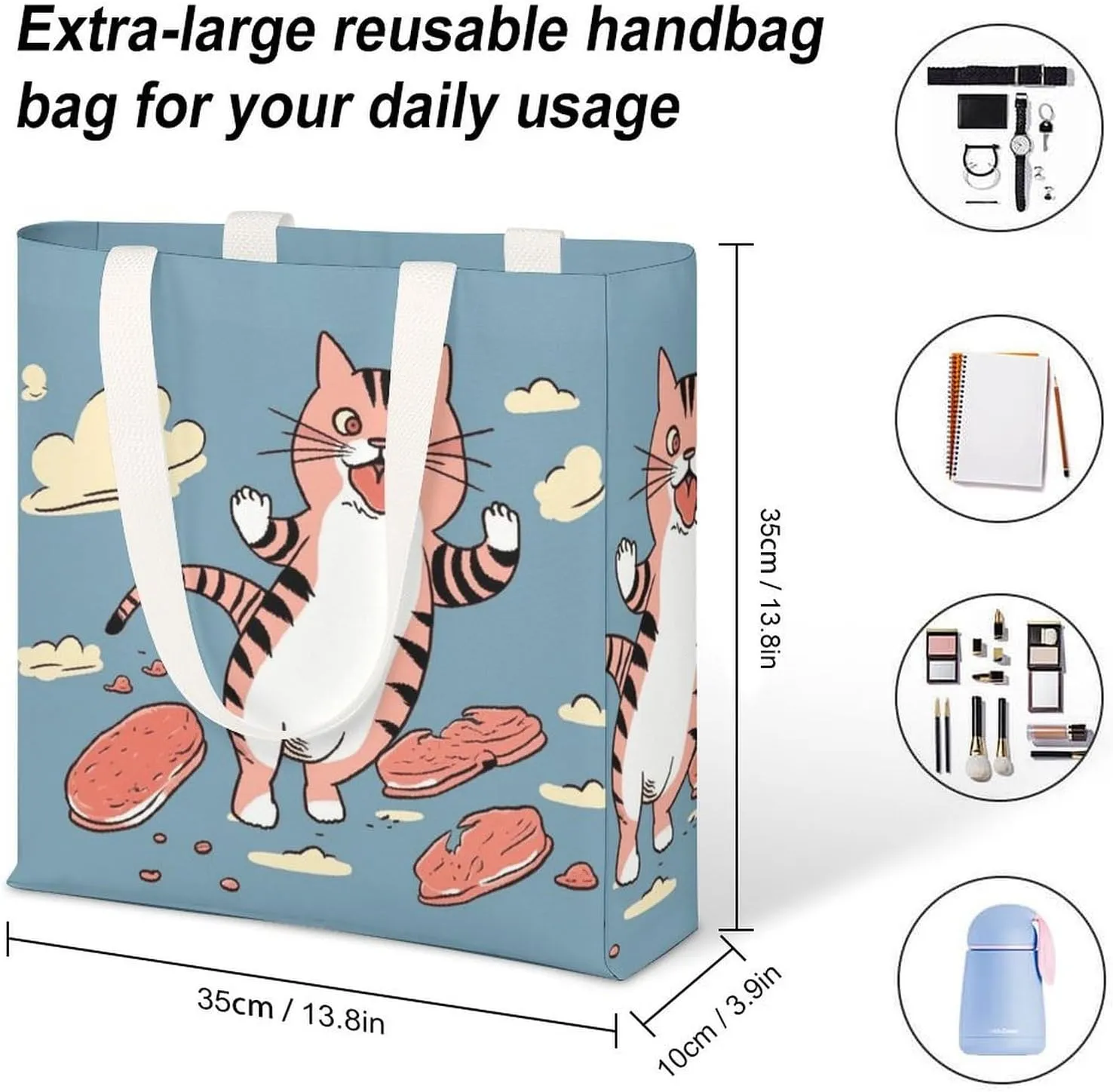 Tote Bag Laptop Handbag Cartoon Santa Claus Grocery Bag Canvas Shoulder Bag Crossbody Bag for Travel