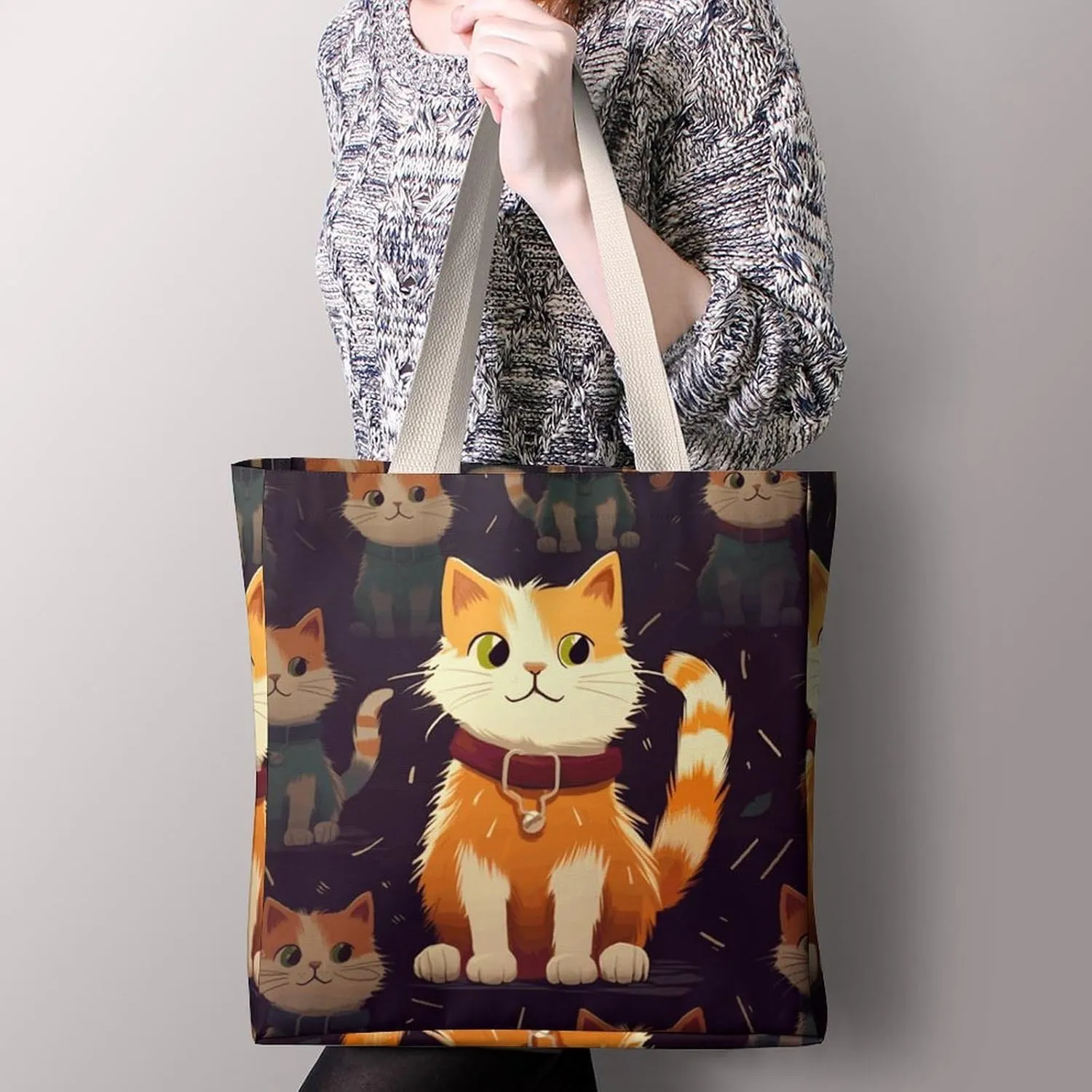 Tote Bag Laptop Handbag Cartoon Santa Claus Grocery Bag Canvas Shoulder Bag Crossbody Bag for Travel