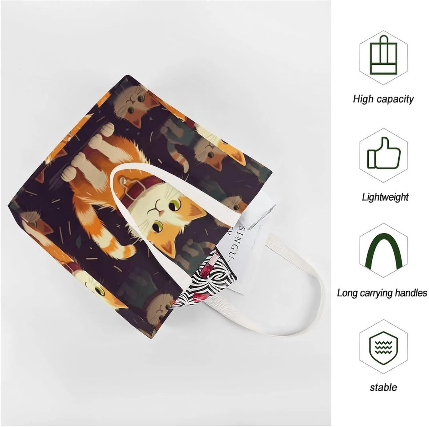 Tote Bag Laptop Handbag Cartoon Santa Claus Grocery Bag Canvas Shoulder Bag Crossbody Bag for Travel