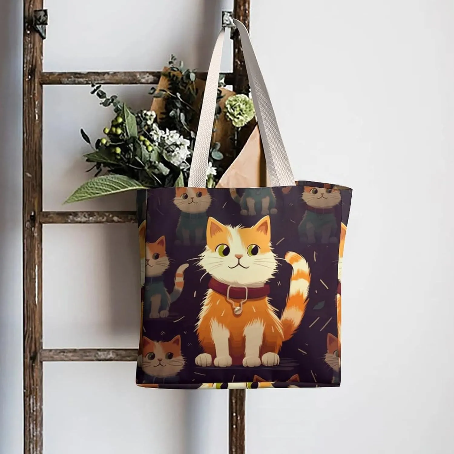 Tote Bag Laptop Handbag Cartoon Santa Claus Grocery Bag Canvas Shoulder Bag Crossbody Bag for Travel