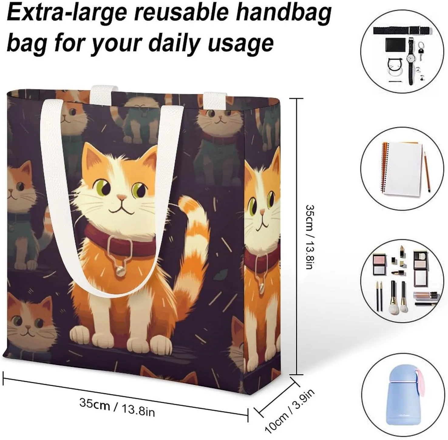 Tote Bag Laptop Handbag Cartoon Santa Claus Grocery Bag Canvas Shoulder Bag Crossbody Bag for Travel