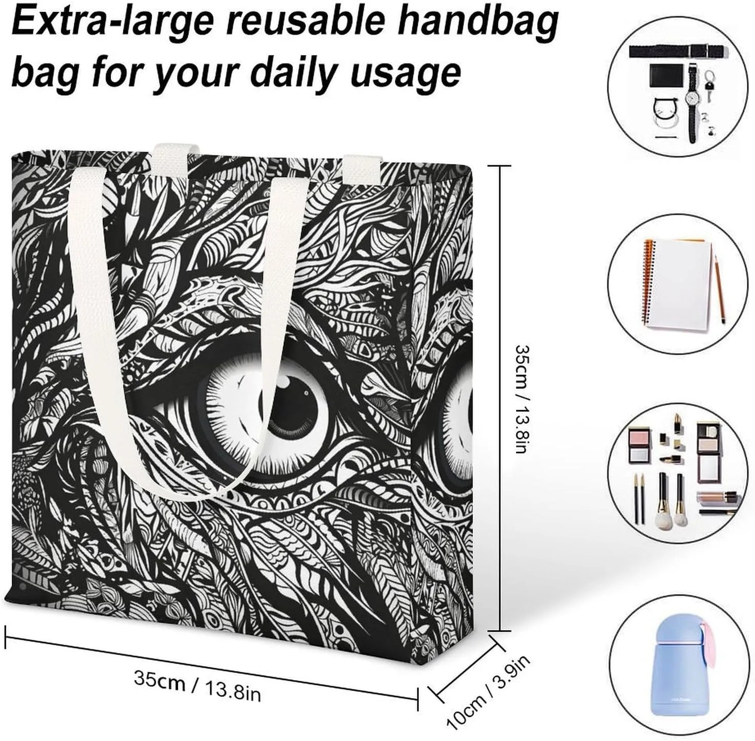 Tote Bag Laptop Handbag Gorilla on The Ground Grocery Bag Canvas Shoulder Bag Crossbody Bag for Travel