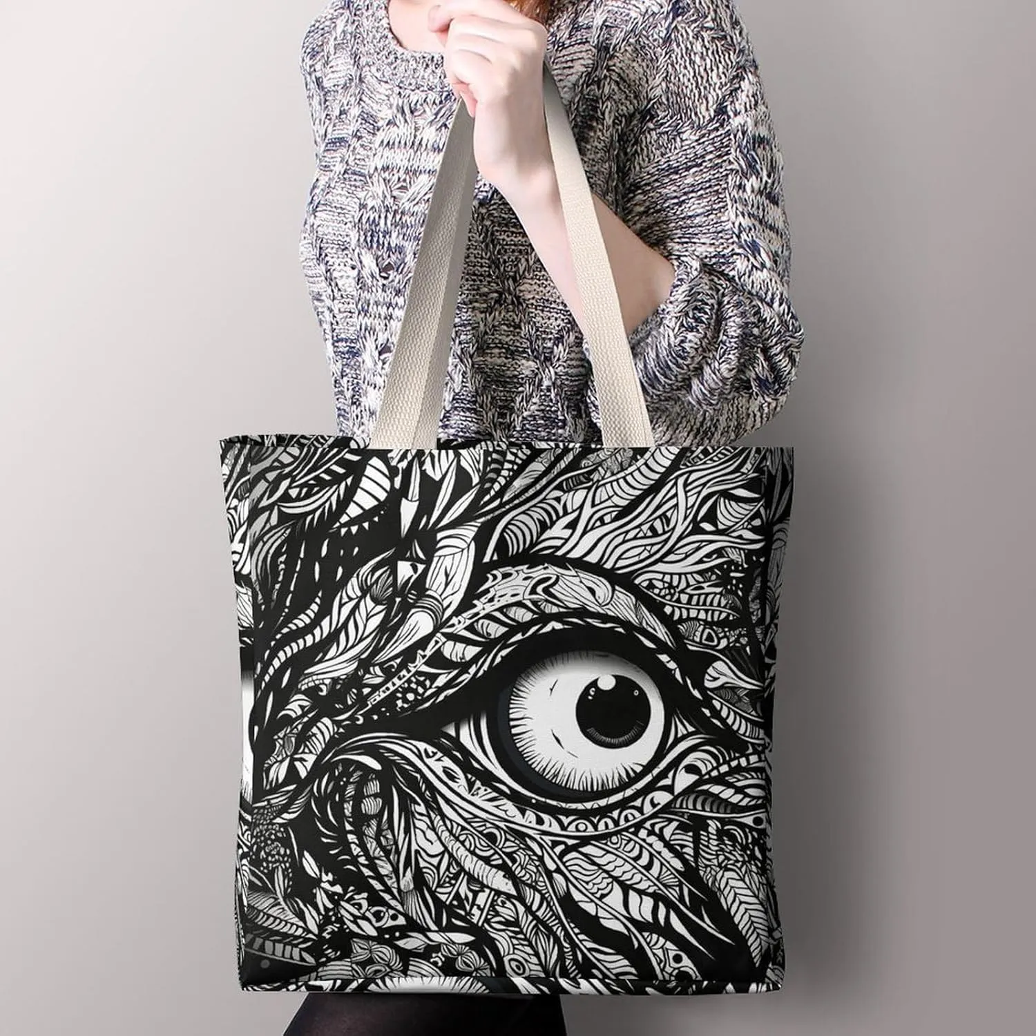 Tote Bag Laptop Handbag Gorilla on The Ground Grocery Bag Canvas Shoulder Bag Crossbody Bag for Travel