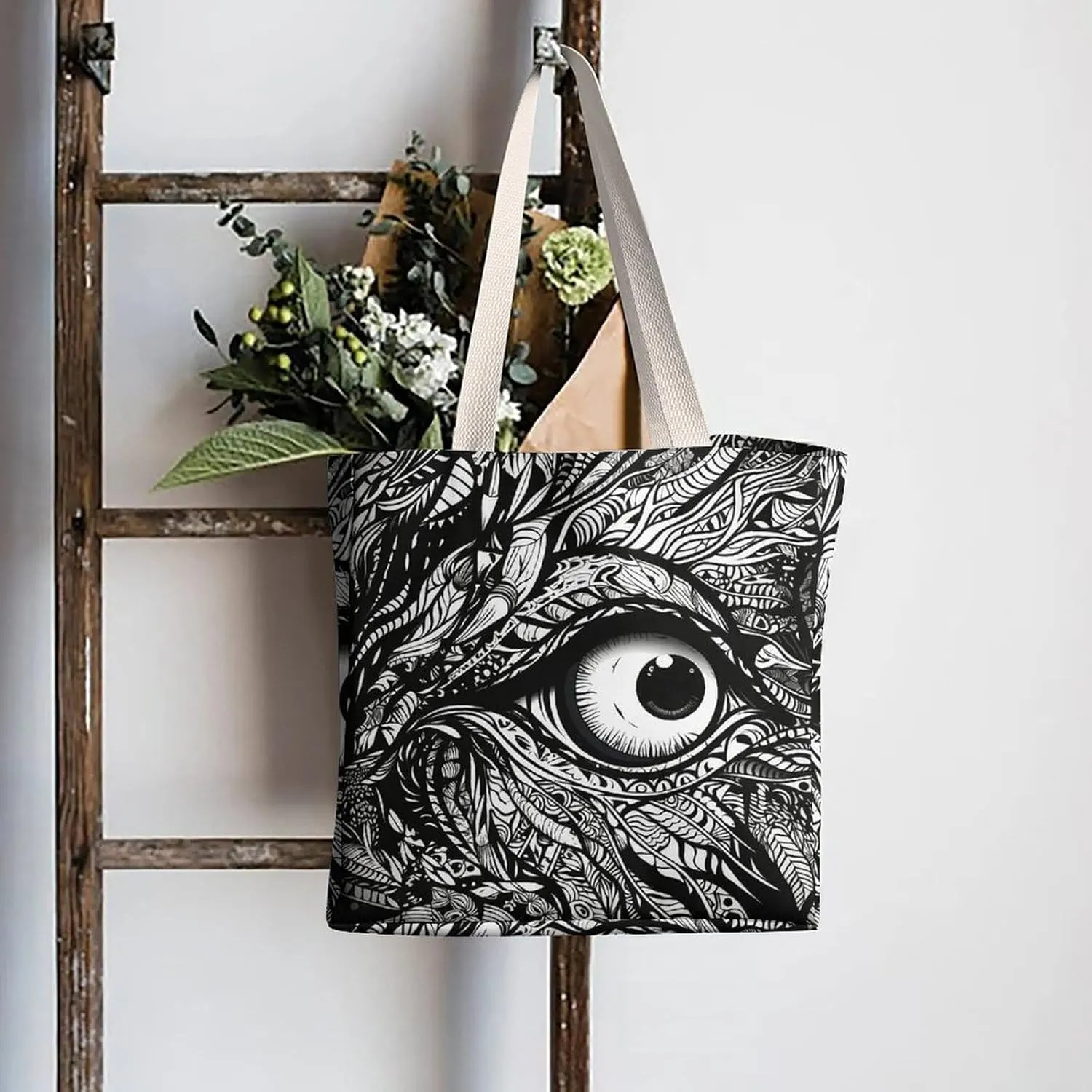 Tote Bag Laptop Handbag Gorilla on The Ground Grocery Bag Canvas Shoulder Bag Crossbody Bag for Travel