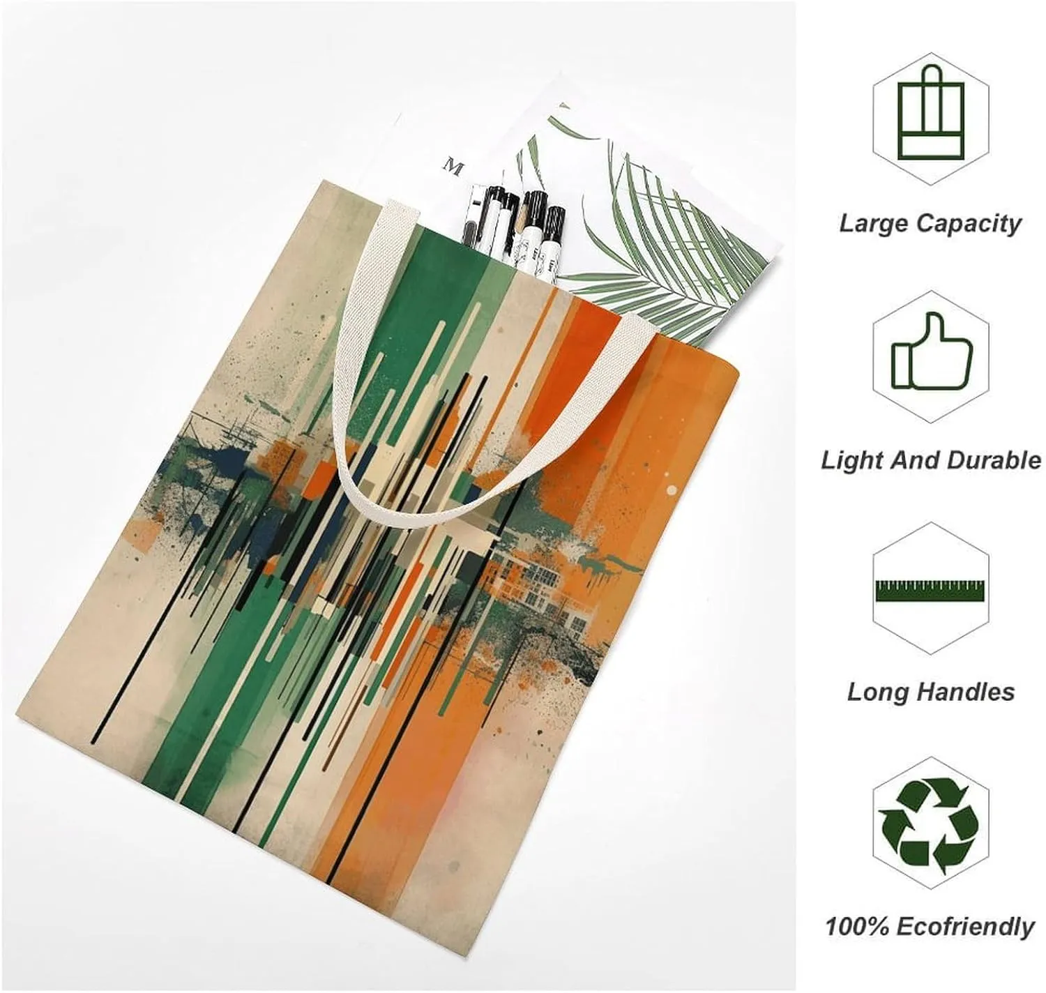 Tote Bag Laptop Handbag Green Decorative Pattern Grocery Bag Canvas Shoulder Bag Crossbody Bag for Travel