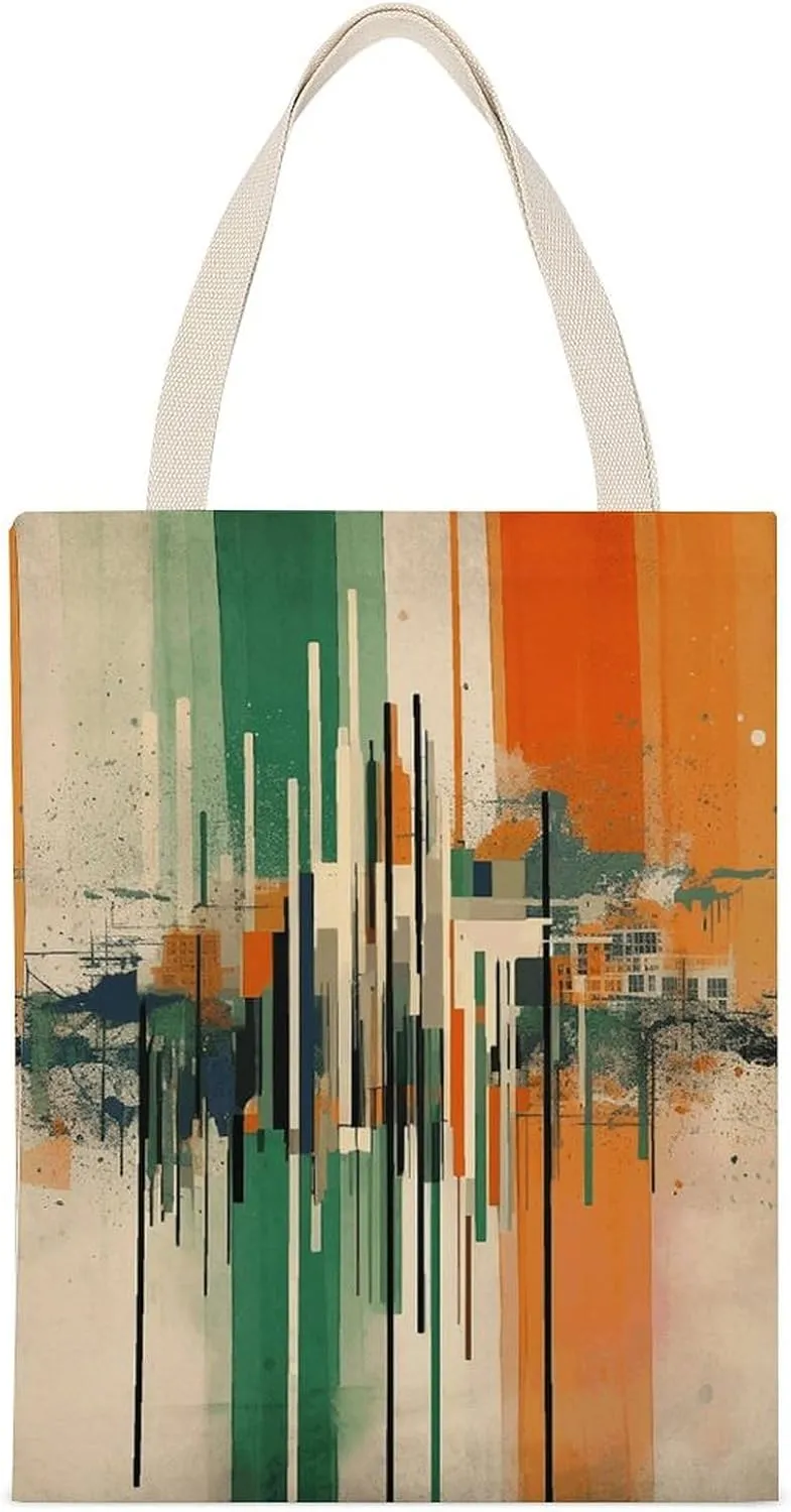 Tote Bag Laptop Handbag Green Decorative Pattern Grocery Bag Canvas Shoulder Bag Crossbody Bag for Travel