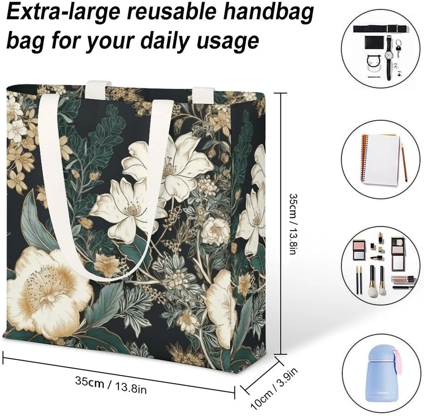 Tote Bag Laptop Handbag Standing in The Field Grocery Bag Canvas Shoulder Bag Crossbody Bag for Travel