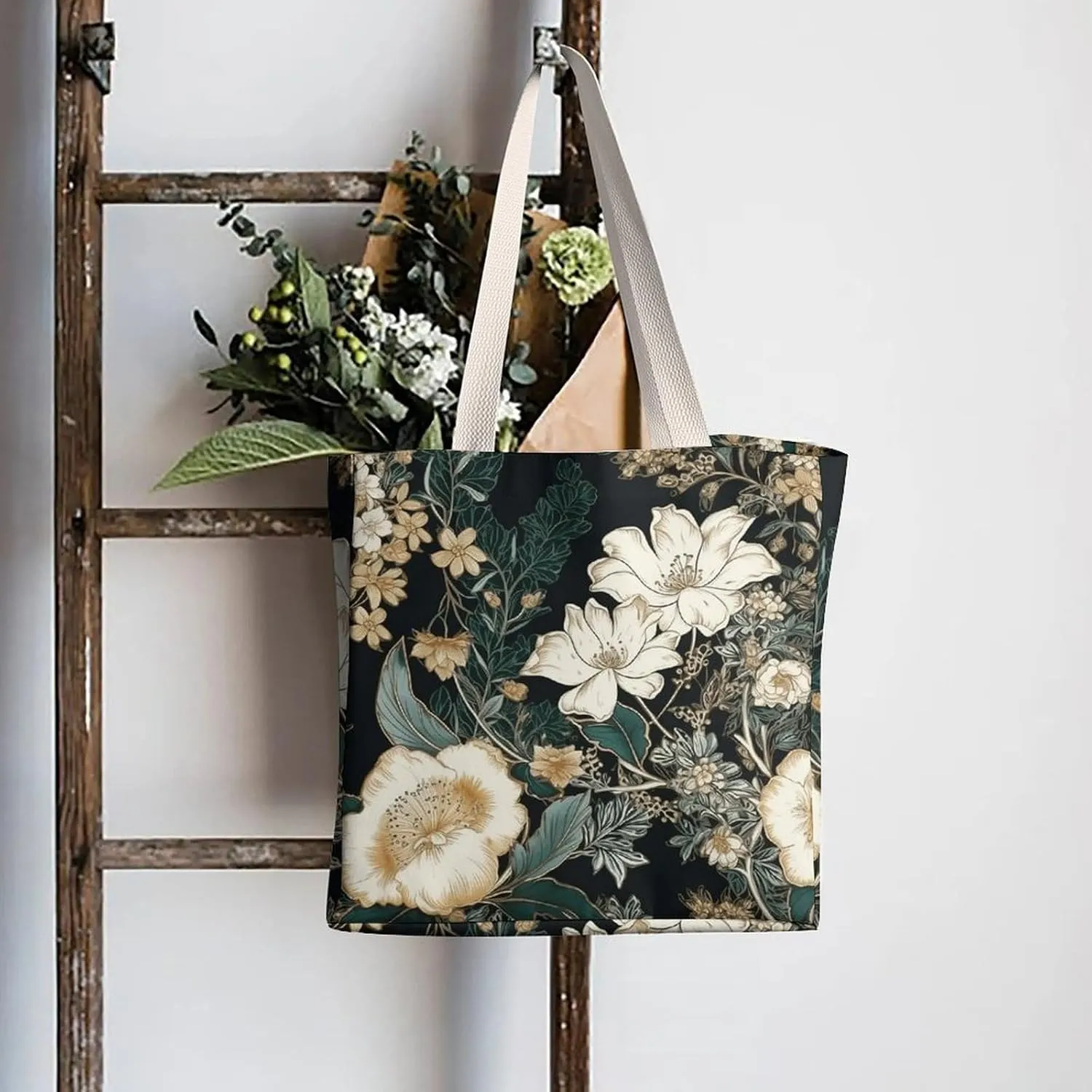 Tote Bag Laptop Handbag Standing in The Field Grocery Bag Canvas Shoulder Bag Crossbody Bag for Travel