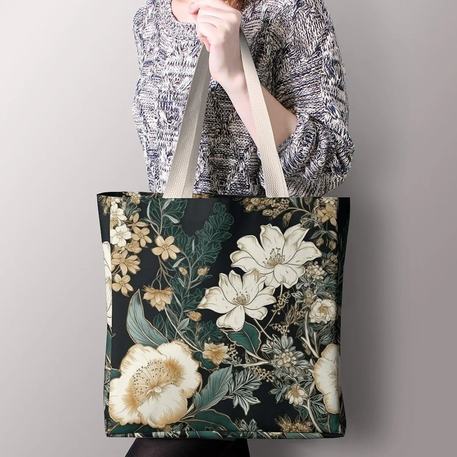 Tote Bag Laptop Handbag Standing in The Field Grocery Bag Canvas Shoulder Bag Crossbody Bag for Travel